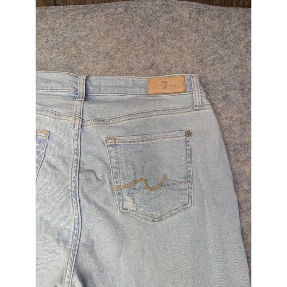 7 For All Mankind Luxe Vintage Josefina Womens 30 Button Fly Light Blue Distress - Picture 9 of 9